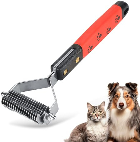Pssopp Hundebürste Katzenbürste Unterwollbürste Unterfellbürste Professionelle Fellpflege, Löst Knoten und Verfilzungen im Fell, für Hund und Katze mit Mittel bis Lang Haar(18 Klingen)