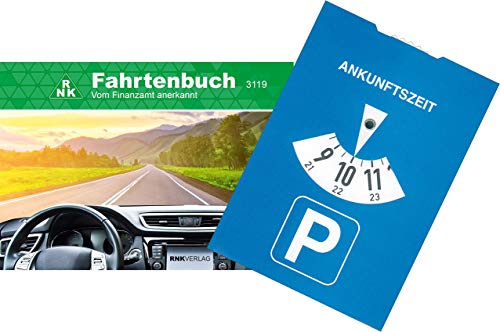 RNK - 3119 Fahrtenbuch PKW, steuerlicher Kilometernachweis, DIN A6 quer, 32 Blatt (+ Parkscheibe)