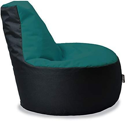 BuBiBag Gamer Sitzsack, Lounge Sessel, Gaming Sitzsäcke, Indoor & Outdoor Kissen für Kinder und Erwachsene (Petrol-Schwarz;Ø:80cm)