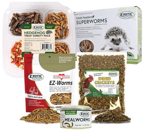 Exotic Nutrition Hedgehog Treat Sampler - Healthy Natural Treat Variety Pack - High Protein Insect Variety Pack for Pet Hedgehogs