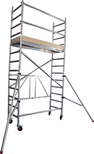 AC Steigtechnik Rollgerüst xPress PRO-S | bis 4,80 m Arbeitshöhe | erweiterbar | Wandstand | 1,90 m Plattform mit Luke | TÜV/GS | Rollrüstung | Zimmerfahrgerüst