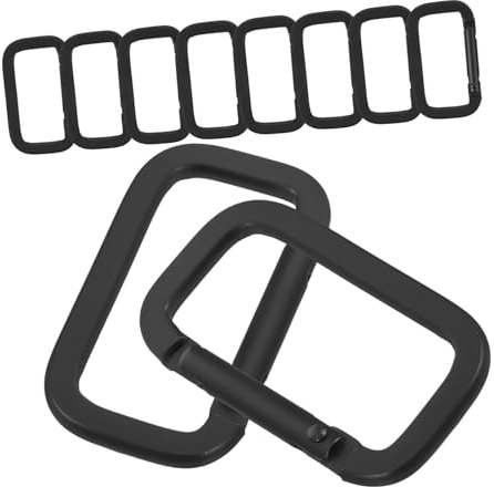10 x Ringschnallen, Feder-Karabinerhaken, robuste Schnalle, Aluminium-Karabinerhaken, quadratische Gurtringe