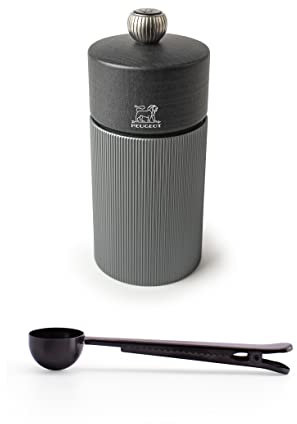 Peugeot Line - Macinapepe manuale in alluminio grafite al carbonio, 12 cm - 4,75 con clip in acciaio inox