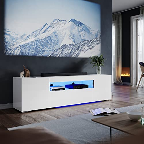 ELEGANT LED TV Unit 180cm High Gloss Modern TV Stand Cabinet with RGB Light