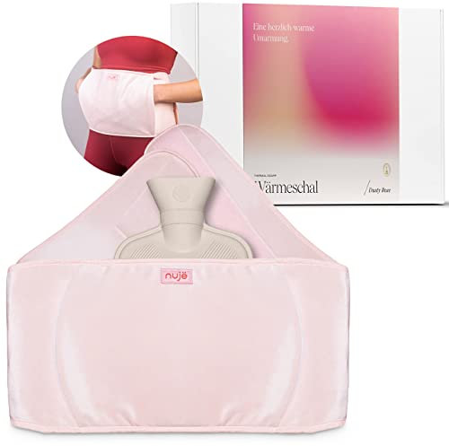 nujë Ceinture bouillotte I AVEC EMBALLAGE CADEAU I Petite bouillotte avec ceinture pour dos, ventre & nuque I Ceinture chauffante longue pour règles I Bouillotte à attacher I Hot Water Bag