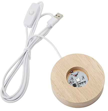 Joyzan Rotond Base Luminosa in Legno, Basi Luminose a LED Base Colorata da Scrivania Visualizzazione Supporto Espositiva Lampada Decorativa Alimentata Tramite USB per Gioielli Vetro Acrilico Cristallo