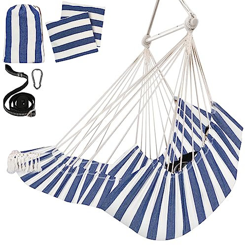 Chihee Hängesessel Hängende Schaukel 2 Kissen Enthalten,Langlebige Spreizstange Hängesessel aus Baumwollgewebe Seitentasche Großes Quastenstuhl-Set Fußstützenstütze Unterschenkel Fuß Komfortabel