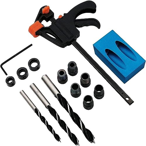Shallho 15 st fickhål jigg-kit 15 grader träarbete guider ledvinkel verktyg snickeri locator med hål fastsättning 6/8/10 mm borr Dovel skruv jigg snickeri kit snickare