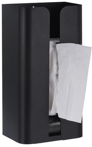 uxcell Tissue Holder with Magnetic Bottom, Tissue Box Wall Mounted Tissue Dispenser Holder for Kitchen Bathroom Countertop Black