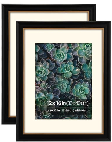 Eitida 30x40 cm Holz Schwarz Gold Rand 2 Tone Vintage Antik Retro Bilderrahmen mit Matte 23x30 cm, Wandbehang Fotodisplay, Bronze Innen