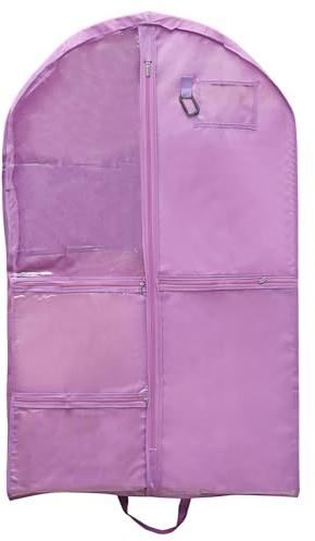 PATIKIL Sacche per Abiti da Ballo, Sacca Appesa da 40 Pollici con 4 Tasche, Etichetta e Maniglie per Competizioni di Ballo e Pattinaggio, Viola