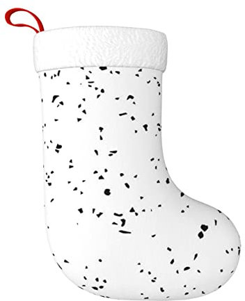 FROON Dekorativer Weihnachtsstrumpf aus Plüsch, Schwarz / Weiß gesprenkelt – perfekter Weihnachtsstrumpf, ideal für Geschenke und Geschenke, Weihnachtsstrumpfbeutel