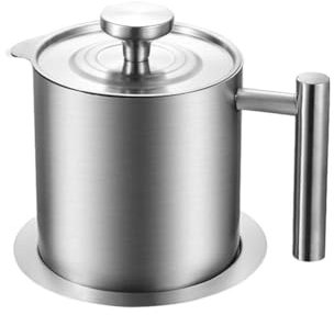 AMYSTY Filtro Cocina, Recipiente de Grasa con Colador Graseras de Carne y Pescado Acero Inoxidable para Almacenar Aceite Usado para Freir y Grasa para Cocinar (Size:1200ML)