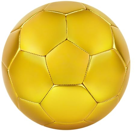 Linkidea Pallone da calcio taglia 5 color oro, misura ufficiale da gara, pallone da calcio dorato, idea regalo per calcio freestyle e giocoleria