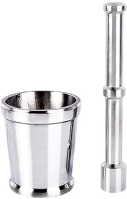Satre Online and Marketing Stainless Steel Khalbatta Size No. 4, Mortal & Pastel Set, Ohkli Musal, Steel Khalbatta - 2 Pcs
