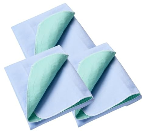 Washable Quick Dry Underpads Incontinence Bed Pads Reusable Waterproof Chucks Pads Hospital Bed Pads for Kids Adult Pee Pad for Dog Cat Pet Training 3 Pack 18 x 24Blue/Green