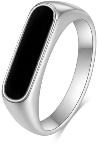 Beydodo Edelstahl Ringe Herren Damen, Unisex Ring Siegelring 5MM mit Emaille Muschel Partner Ring Personalisiert Silber Gr.49-67