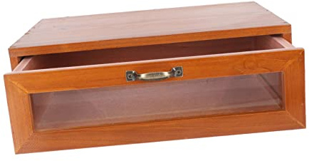 ETHZZLE Monitor Erhöhung Und Tisch Organizer Aus Holz Mit Schublade Retro Schreibtisch Aufbewahrungsbox Für Make up Und Kosmetik Stabiler Holzständer Für Ordentliche Arbeitsplätze