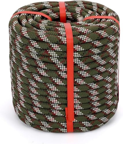 1/2 in x 50Ft Static Polyester Arborist Rope, ASTM F2116 Certified 9000Lbs MBS 48 Strands Bull Rope for Climbing Tree Swing Pulling Sailing