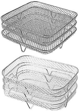 Luftfritteusen-Gestell, 3-Teilig, Stapelbar, 13 X 19 Cm, Rechteckig, Turm-Luftfritteusen-Gestell, Korb, Edelstahl-Grillgestell, Luftfritteusen-Zubehör Für Grill, Backofen, 8-Qt-Luftfritteusen-Turm, Lu