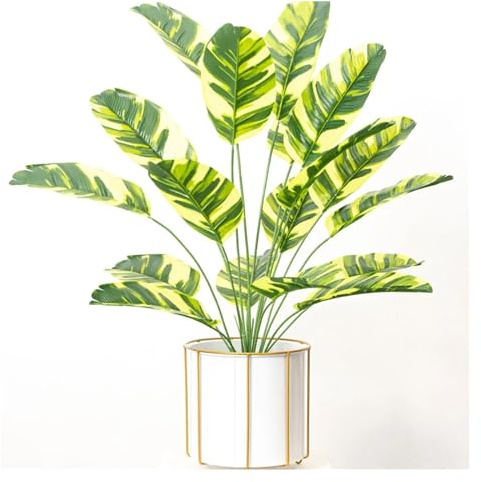 MIUYTRN Bananier artificiel à 18 têtes, 75cm, grandes fausses plantes, feuilles de Monstera tropicales, feuillage de palmier en plastique for décoration intérieure de jardin de maison cuicui(Green)