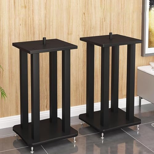 Freestanding Steel Corner Speaker Stands with Shockproof Feet for Universal Surround Sound System Indoor/Outdoor Stereo Cabinet Furniture (2pcs 40x40x90cm)