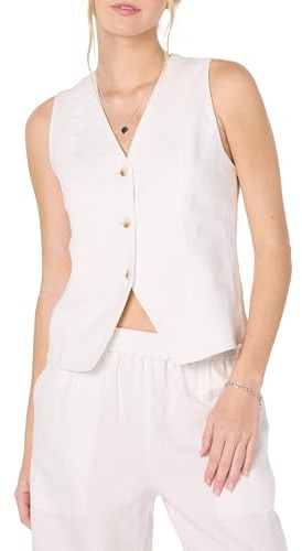 The Drop Women’s Easy Vest, White Linen, S