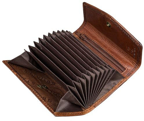 STILORD Holden Leder Kreditkartenetui klein Kartenetui mit Münzfach RFID Mini Portemonnaie EC-Karten Brieftasche Slim Wallet in Geschenkbox Vintage Echtleder Farbe:Sesto - Cognac