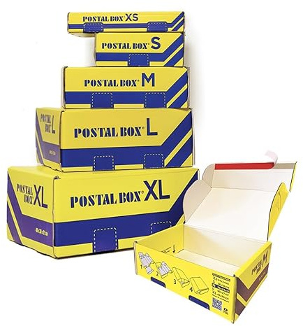 BLASETTI - POSTALBOX XS automatiska fraktlådor - 20-pack om 34 x 24 x 6 cm, perfekt för frakt och skydd av föremål
