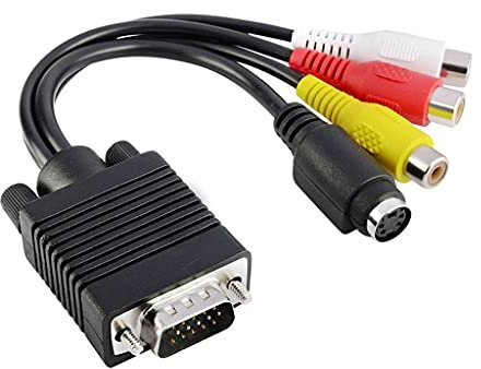 XAGMODSHN Convertitore adattatore da VGA SVGA a S-Video 3 RCA AV VGA a uscita video TV S-Video AV per PC Computer Laptop