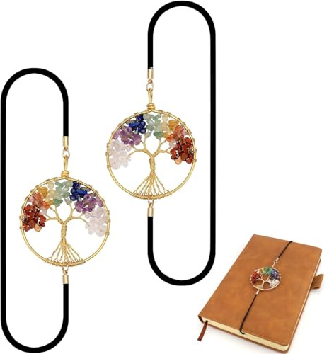 Elastische Lesezeichen 2 Stück Chakra Lebensbaum Lesezeichen Bookmark Geschenk für Buchliebhaber Damen Herren Teenager Kinder Lehrer Lehrerinnen(Stil 2)