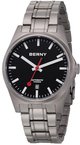 BERNY Titan-Uhr - Automatikuhr für Männer Klassische mechanische Armbanduhr Titan-Armband 10ATM Wasserdicht Saphir-Linse leuchtende Hände Herren-Alltags-Schmuckuhren