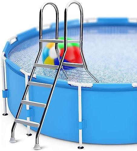 KLYDBMYT Scala per Piscina Fuori Terra da 52 Pollici, Scala Antiscivolo per Piscine, Scala per Piscina Resistente per Piscine Interne/Esterne Fuori Terra