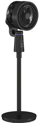 HOMCOM 7 Pedestal Fan, 70°+90° Oscillating Air Circulator with Remote Control, 7H Timer, 3 Speeds, Standing Fan for Home Office, Bedroom, Black