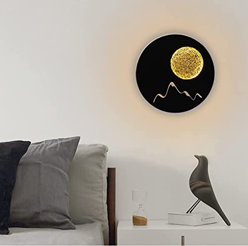 SSNCcNC Schwarz, LED Wandleuchte Innen Rund Wandlampe Mond Design Modern Schlafzimmer Wandbeleuchtung 18W Warmes Weißes 4000K Nachttischleuchte Wandleuchten Flurlampe Treppe