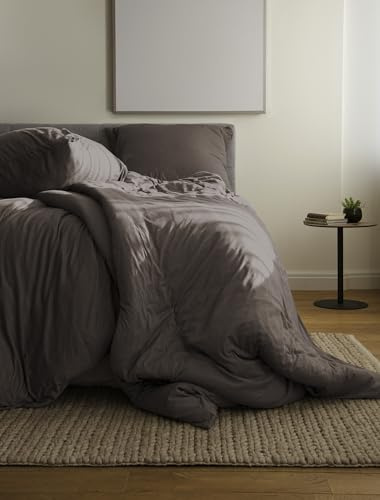 Bierbaum Biancheria da letto 4135, in jersey melange tinta unita, disegnata in Germania, grigio talpa 80, 155 x 220 e 80 x 80 cm, dimensioni comfort