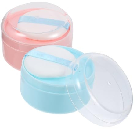 FOYTOKI 2stücke Körperpuderquastenbehälter Mit Quaste Kleine Leere Puderquastenbox Für Babypuder Tragbar Für Reisen Aus Sicheren Bruchfesten Materialien