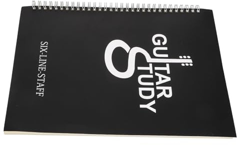Gitarren Notenbuch für Anfänger, A4, Spiralbindung | Papier und Pp, Tragbar für Unterwegs, Reißfeste Blätter, Schwarz, für Musiknoten und Tasche