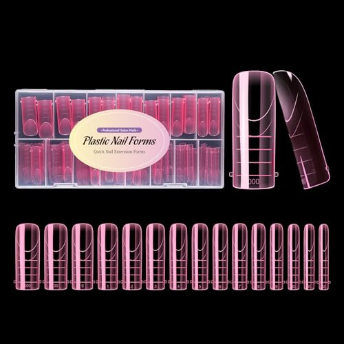BNG 150 Stück Dual-Nagelformen für Gel-Nagelverlängerung, professionelle Polymer-Gel-Nagelverlängerungsform, Vollabdeckung, Acryl-Nagelformen, schnelle Anwendung, TP-TI14F quadratisch