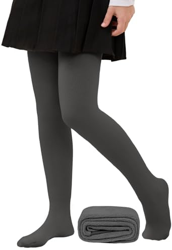 Joligiao Girls Fleece Lined Tights Full Foot Thermal Tights Thick Girls' Tight Ballet Dance Winter Opaque Warm Tight Footed Soft Stretchy for Kids Student School Uniform Casual Party Performance Wear