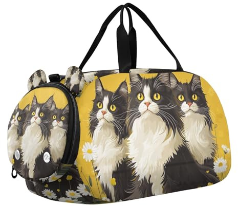 Borsone da palestra con gatti norvegesi e carini, con scomparto per scarpe, leggero, borsa sportiva da viaggio, borsa da spiaggia, piscina, sport