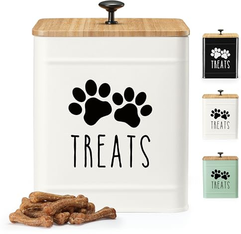 PERFNIQUE Contenitore per dolcetti per cani, barattolo ermetico per cani, barattolo per biscotti per cani per bancone della cucina, contenitore per alimenti per cani, barattoli per animali domestici