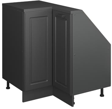Vicco Eck-Küchenschrank für Dachschrägen R-Line Anthrazit Landhaus 75.6 cm | MDF-Front · Tiefe 46 cm · Höhenverstellbare Füße · Metallgriffe · 1 Einlegeboden