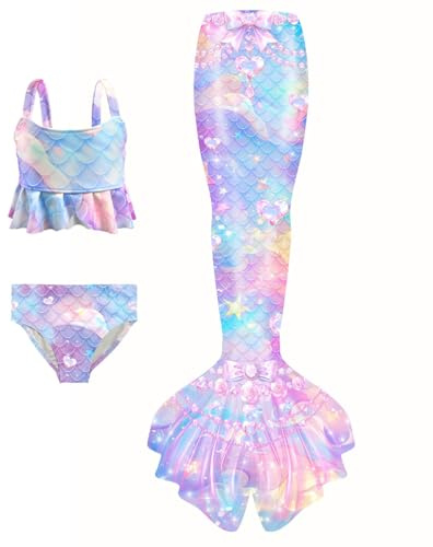 Generico Costume da Bagno Bikini a 3 Pezzi Confezione da 3 Costume 𝙎irena​ Bambina ​​𝘾oda e ​​𝙋inna​ 𝙎irena Vestito 𝙎irenetta Costume da Bagno Bikini Cosplay Mare per Bambina Rapida