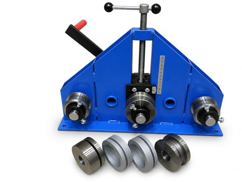 Rundbiegemaschine RR-MIN | Biegemaschine für Flachstahl, Rundstahl, Vierkant, Rohre & Profile | Handbetrieb mit Kurbelantrieb | Tischbefestigung | inkl. Bogenlineal | bis 16 mm Rundstahl