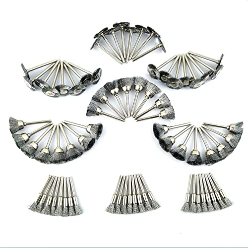 Merryland Cepillo Metálico de Alambre Acero para Dremel 72pcs, Cepillo Circular y Copa 24pcs Cada Uno, Cepillo de Pulir para Herramienta Rotativa Eléctrica, RMTA072C1