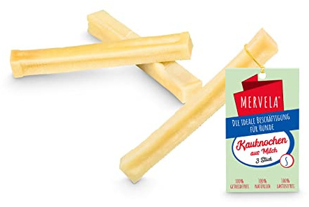 MERVELA® Kaukäse für Hunde | 3 * 40 Gramm | Käseknochen für Hunde | Beschäftigung & Belohnung | Käsestangen für kleine Hunde | Harter Yak Käse Hund, Langer Kauspaß