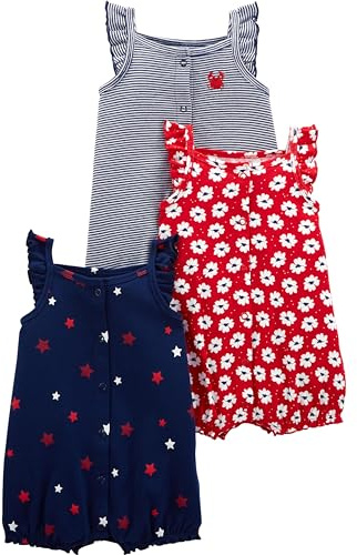 Simple Joys by Carter's Baby Girls' 3-Pack Snap-up Rompers