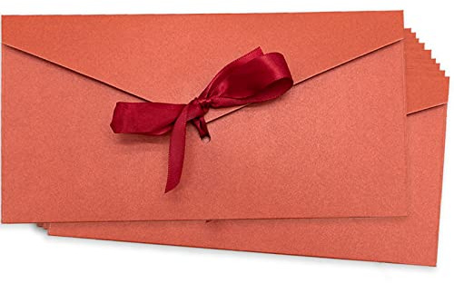 10 Bunte Briefumschläge mit Band Umschläge für Grußkarten, Einladungskarten, Geburtstagskarten, Geschenkkarten 200 x 110 mm