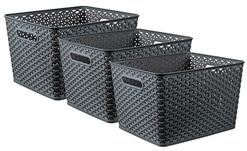 CURVER My Style Basket, Dark Grey, 3x 18 L